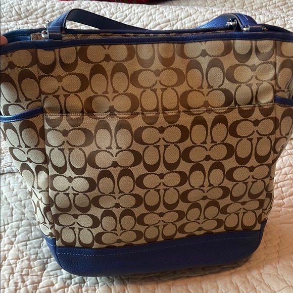 Coach Signature Tote Bag - Blue and Tan - Picture 3 of 10